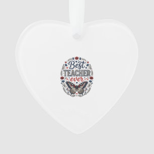 Best Teacher Ever Vintage Butterfly Floral Shirt_1 Ornament