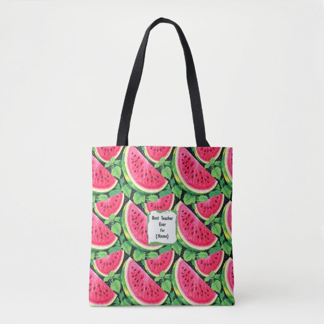 Best Teacher Ever – Watermelon Tote Bag (Front)