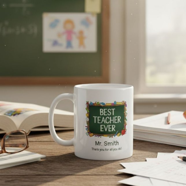 Best Teacher Ever with Chalkboard Frame Coffee Mug (Creator Uploaded)