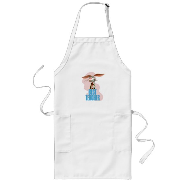 Best Teacher Funny Rabbit Classroom Humour Long Apron (Front)