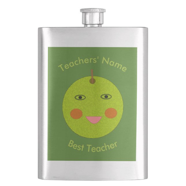 Best Teacher Happy Apple Custom Flasks (Front)