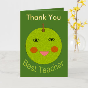 Best Teacher Happy Apple Custom Foil Greeting Card