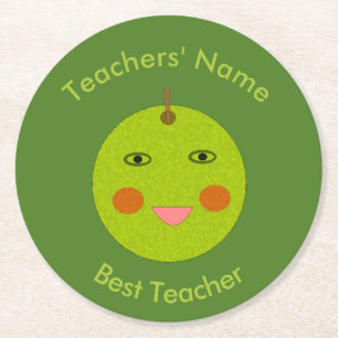 Best Teacher Happy Apple Custom Paper Coasters