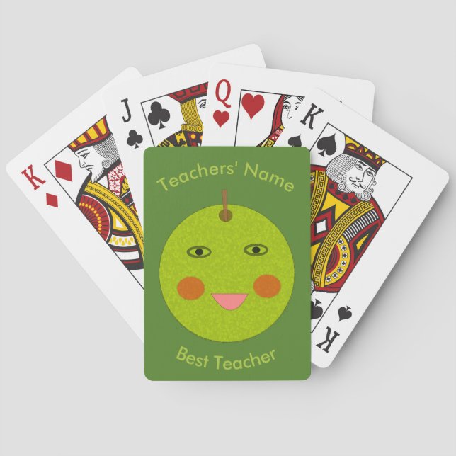Best Teacher Happy Apple Custom Playing cards (Back)