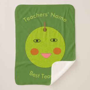Best Teacher Happy Apple Custom Sherpa Blanket