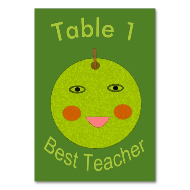 Best Teacher Happy Apple Custom Tablecard Table Number (Front)