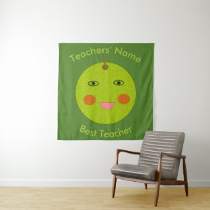 Best Teacher Happy Apple Custom Tapestry