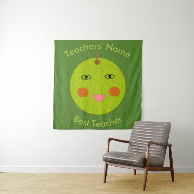 Best Teacher Happy Apple Custom Tapestry (In Situ)