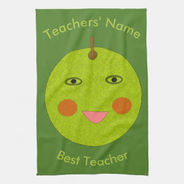 Best Teacher Happy Apple Custom Towel (Vertical)