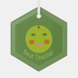 Best Teacher Happy Apple Glass Tree Decoration