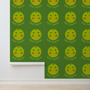 Best Teacher Happy Apple Patterned Wallpaper