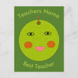 Best Teacher Happy Apple Personalised Postcard