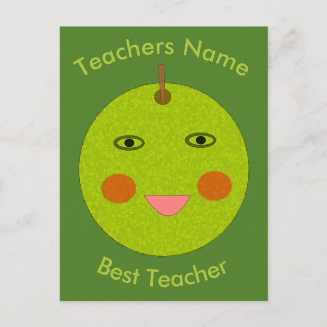 Best Teacher Happy Apple Personalised Postcard (Front)