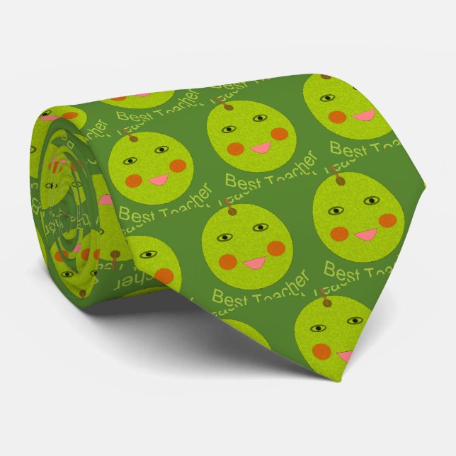 Best Teacher Happy Apple Tie (Rolled)