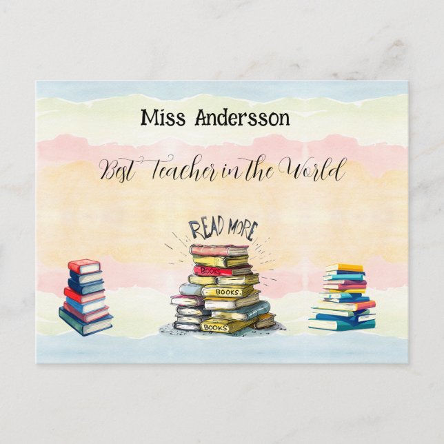 Best Teacher in the World Illustration Postcard (Front)