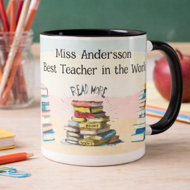 Best Teacher in the World Illustration Two-Tone Coffee Mug (Creator Uploaded)