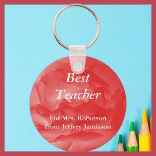 Best Teacher Keychain (Key Chain), Coral Rose