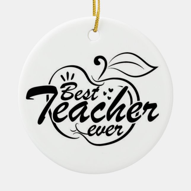 BEST TEACHER/MERRY CHRISTMAS ON OTHER SIDE CERAMIC ORNAMENT (Front)