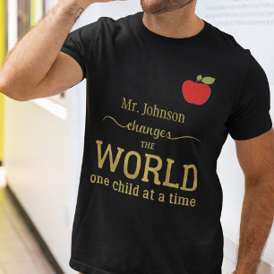 Best teacher name gold typography quote apple T-Shirt