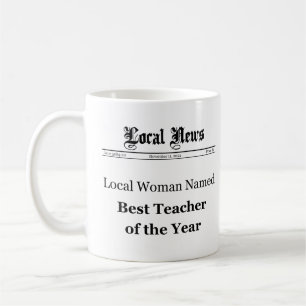 Best Teacher of The Year Newspaper Style Mug