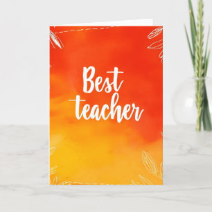 Best Teacher Orange Holiday Card