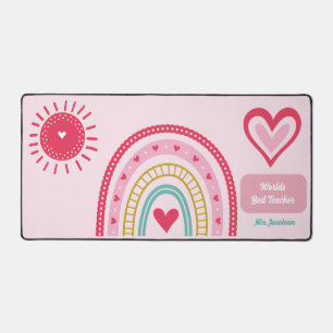 Best Teacher Rainbow Personalised Name Desk Mat