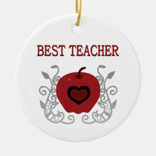 Best Teacher Red Apple Ceramic Tree Decoration