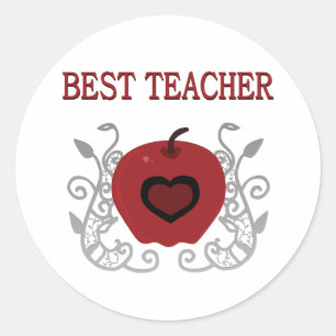 Best Teacher Red Apple Classic Round Sticker