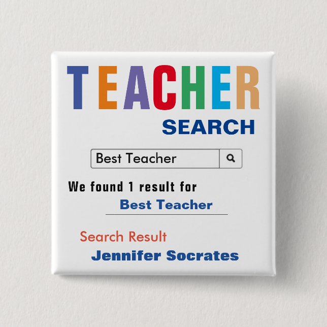 Best Teacher Search 15 Cm Square Badge (Front)