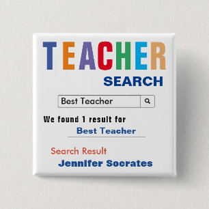 Best Teacher Search 15 Cm Square Badge