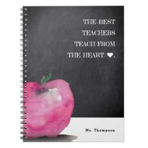 Best Teacher Teach from the heart Apple Art Custom Notebook