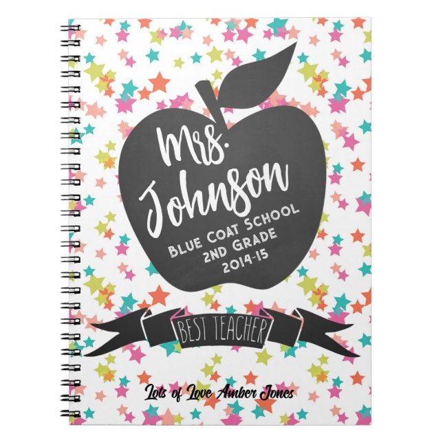 Best Teacher Thank you colourful Stars apple Notebook (Front)