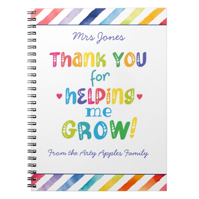 Best Teacher Thank you helping us grow Notebook (Front)