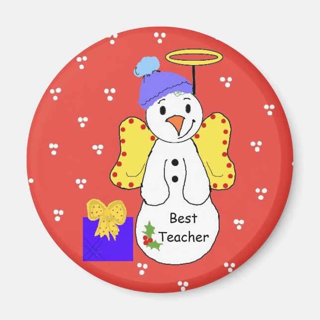 Best Teacher Whimsical Snowman Magnet (Front)