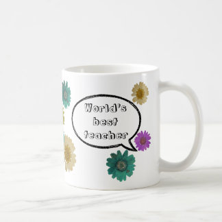 Best Teacher with Fun Botanical Floral Design Coffee Mug