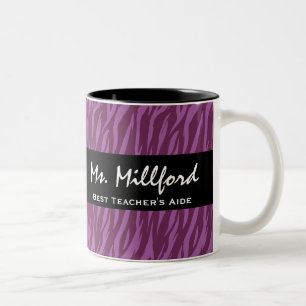 Best TEACHER'S AIDE Purple and Black Zebra Mug