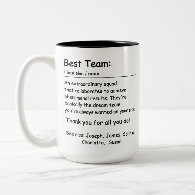 Best Team Definition employee appreciation Custom Two-Tone Coffee Mug (Left)