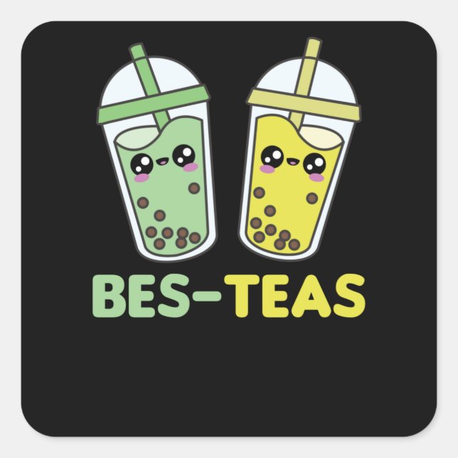 Best-Teas - Bubble Tea Kawaii Boba Tea Love Square Sticker (Front)