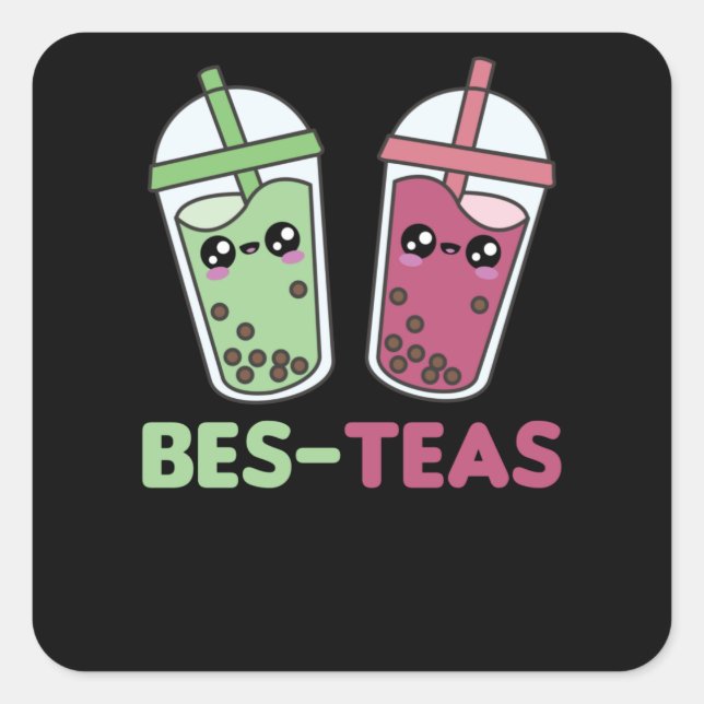 Best-Teas - Bubble Tea Kawaii Boba Tea Love Square Sticker (Front)