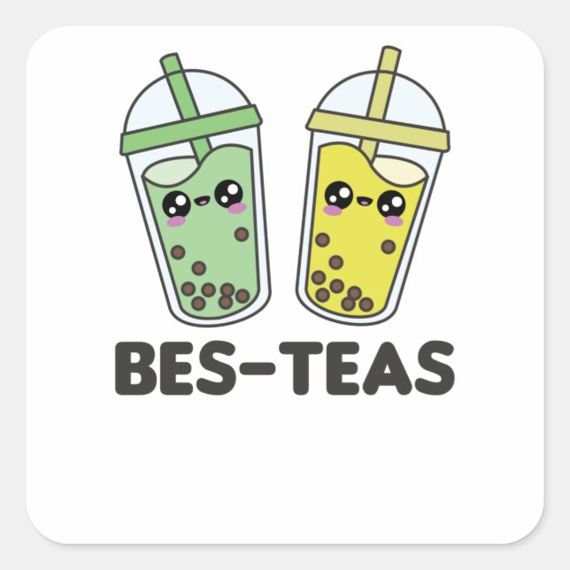 Best-Teas - Bubble Tea Kawaii Boba Tea Love Square Sticker (Front)