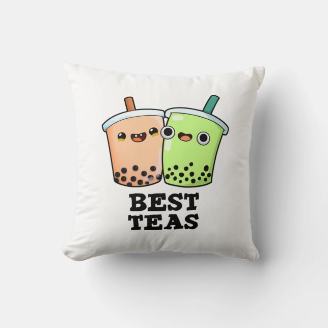 Best Teas Funny Besties Boba Tea Pun  Cushion (Front)