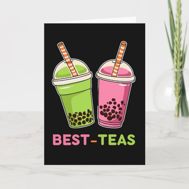 Best teas kawaii boba bubble tea best friends card (Front)