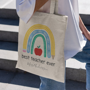 Best Techer Ever Personalised Teacher Gift Tote Bag