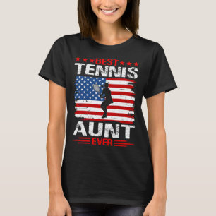 Best Tennis AUNT Ever USA Flag T-Shirt