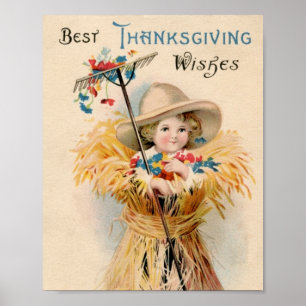 Best Thanksgiving Wishes Vintage Country Child  Poster
