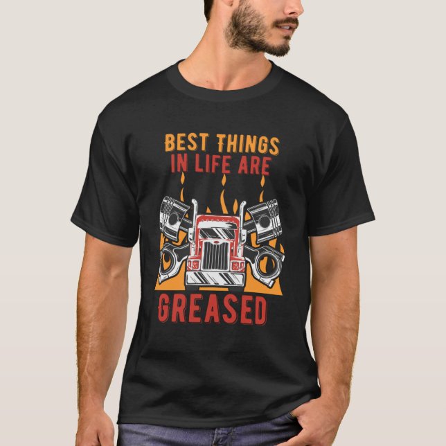 Best Things Are Greased Car Mechanic Auto Car Repa T-Shirt (Front)
