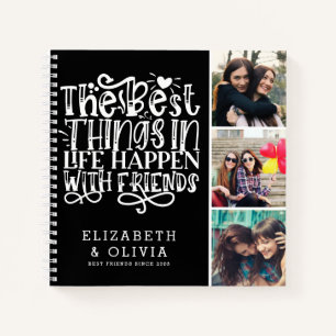 Best Things Happen With Friends Photo Collage Notebook