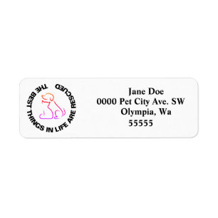 Best Things In Life Pet Rescue Return Address Label