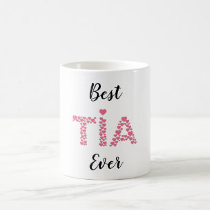 Best Tia Ever Pink Hearts Cute Personalised Coffee Mug