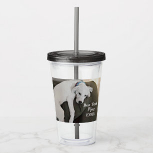 Best Tired Mum Cute Lazy White Puppy Dog Acrylic Tumbler